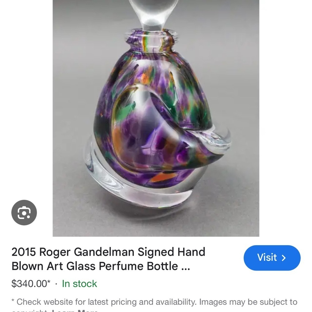 Roger Gandelman signed Glass Perfume Bottle - Picture 10 of 10